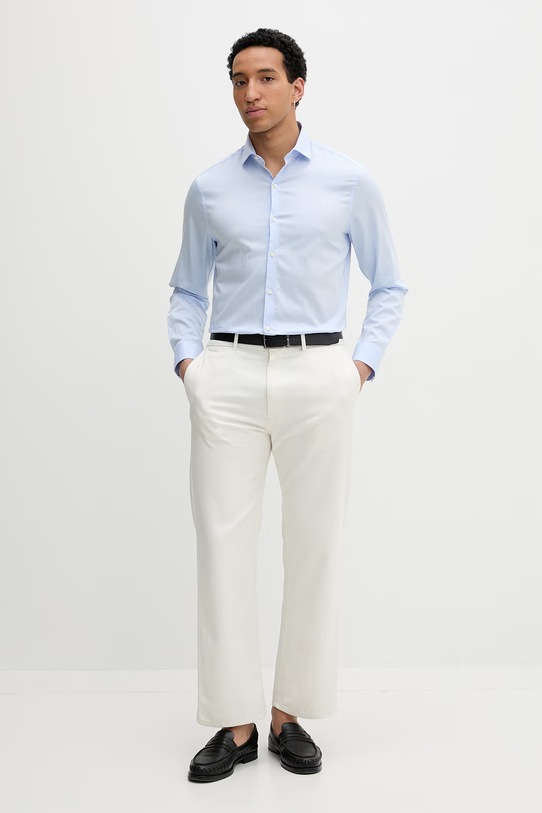 Calvin Klein camicia da uomo con cotone LV019EU119 blu SS26