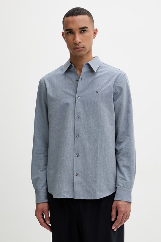 Calvin Klein camicia da uomo con cotone blu navy LV04LF110G