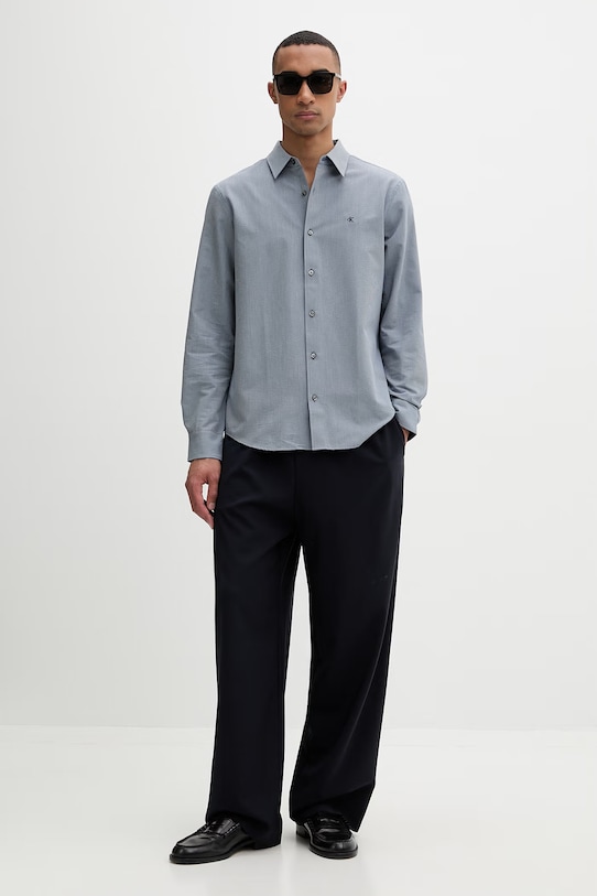 Calvin Klein camicia da uomo con cotone LV04LF110G blu navy SS26