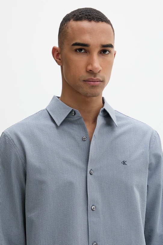 Calvin Klein camicia da uomo con cotone blu navy LV04LF110G