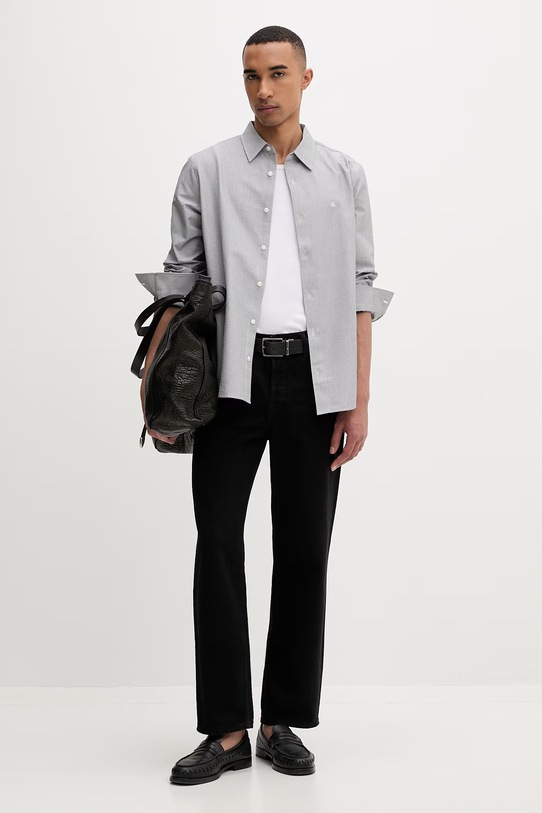 Calvin Klein košile pánská s bavlnou LV04LF110G černá SS26