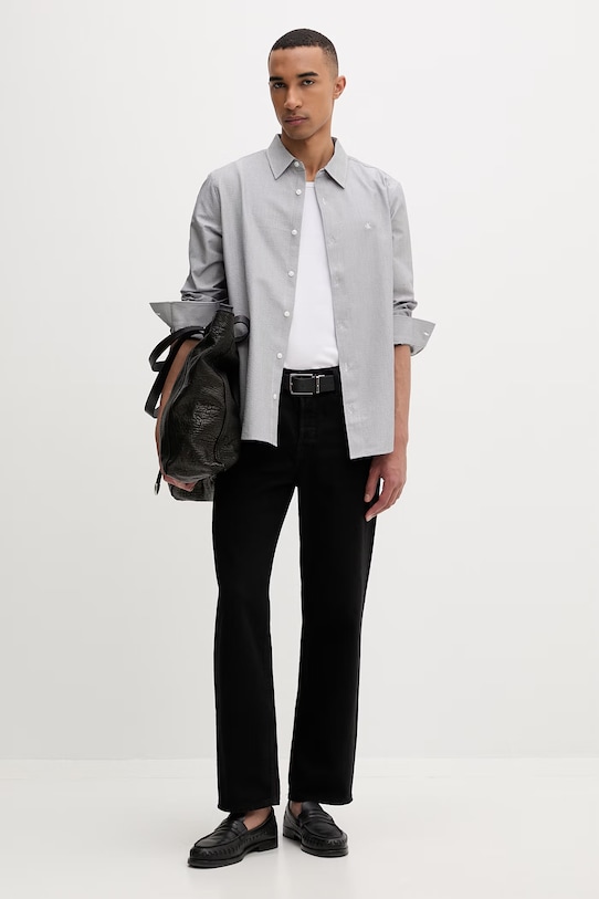 Calvin Klein košile pánská s bavlnou LV04LF110G černá SS26