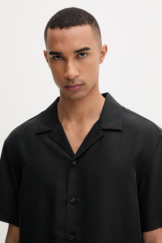 Calvin Klein košeľa pánska s modalom čierna LV04LF114G