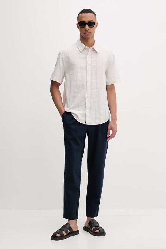 Calvin Klein πουκάμισο ανδρικό βαμβακερό LV04LF115G μπεζ SS26