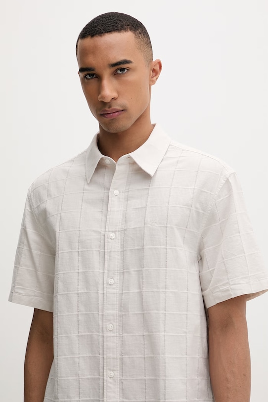 Calvin Klein πουκάμισο ανδρικό βαμβακερό μπεζ LV04LF115G