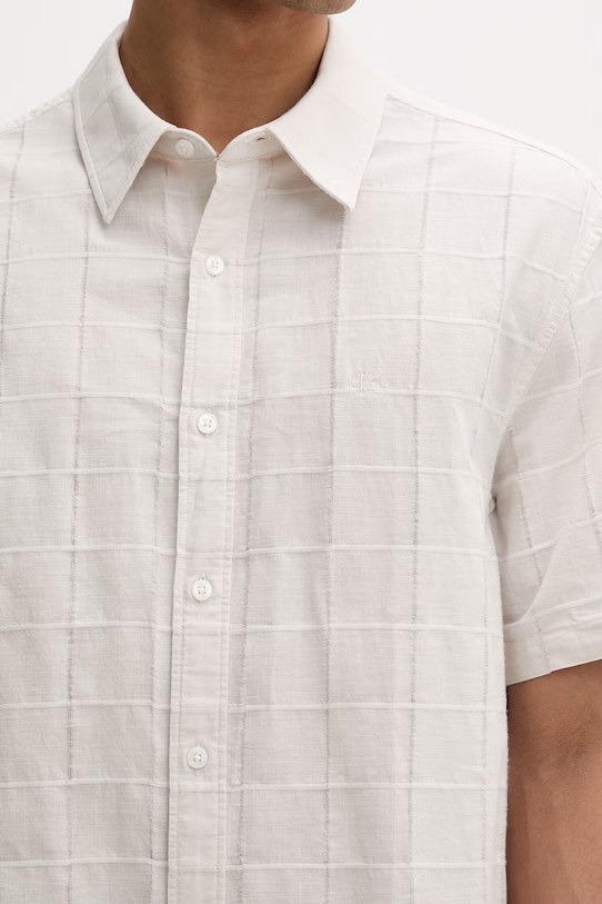 Calvin Klein πουκάμισο ανδρικό βαμβακερό LV04LF115G μπεζ