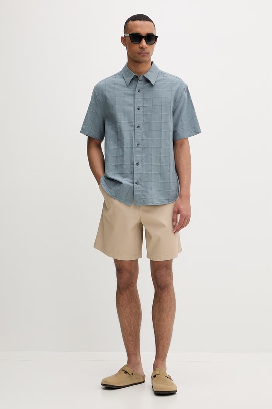 Calvin Klein πουκάμισο ανδρικό βαμβακερό LV04LF115G γκρί SS26