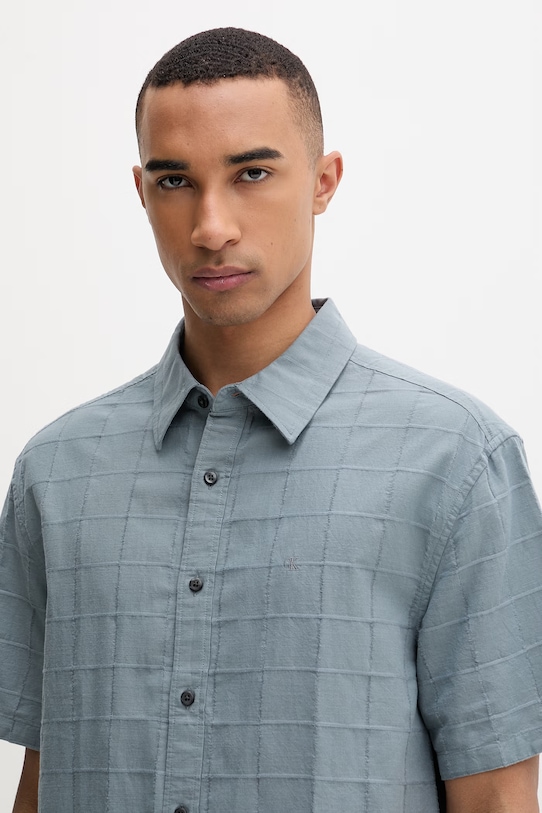 Calvin Klein πουκάμισο ανδρικό βαμβακερό γκρί LV04LF115G