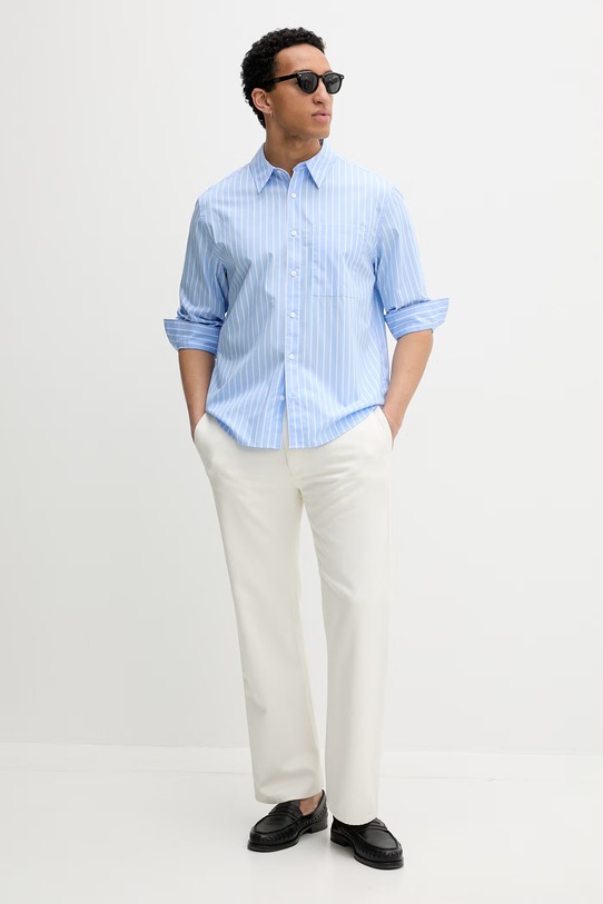 Calvin Klein koszula męska bawełniana LV04LF131G niebieski SS26