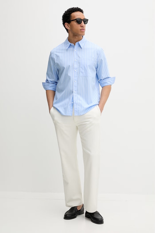 Calvin Klein pánska bavlnená košeľa LV04LF131G modrá SS26