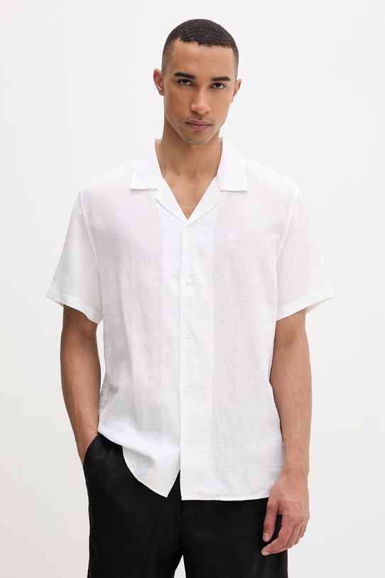 Calvin Klein košeľa pánska s ľanom biela LV04LF137G