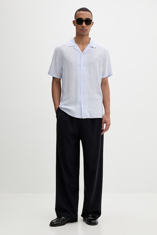 Calvin Klein koszula męska z lnem LV04LF137G fioletowy SS26