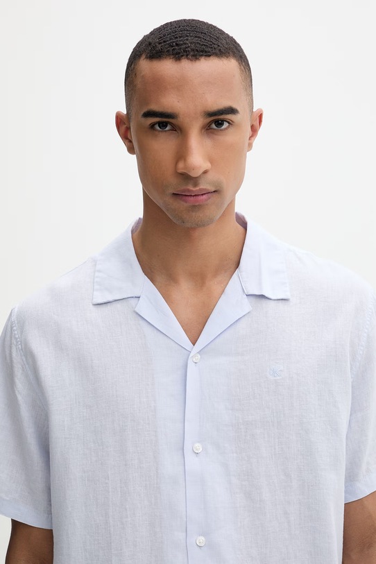 Calvin Klein koszula męska z lnem fioletowy LV04LF137G