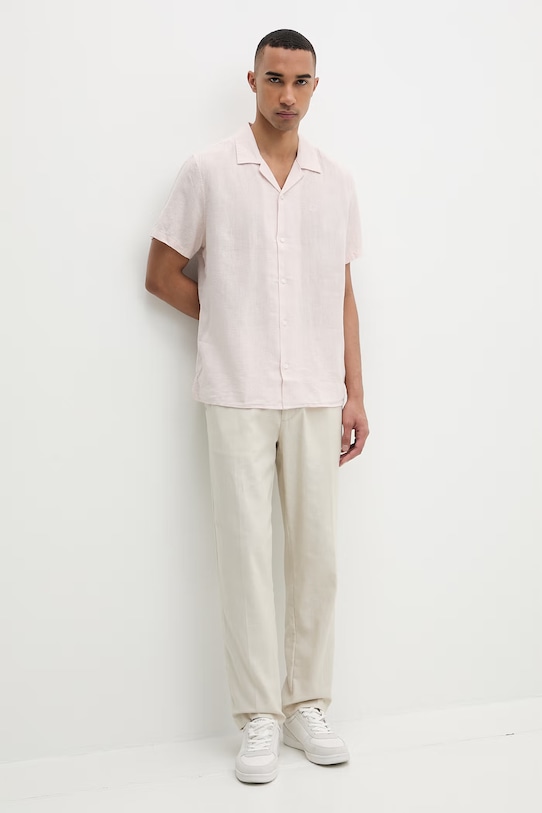 Calvin Klein košulja za muškarce s lanom LV04LF137G bež SS26