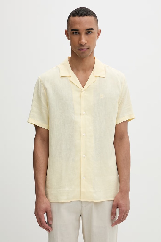 Calvin Klein košulja za muškarce s lanom zlatna LV04LF137G