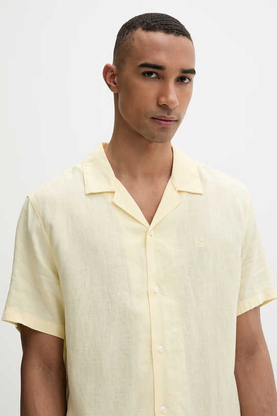 Calvin Klein košulja za muškarce s lanom zlatna LV04LF137G