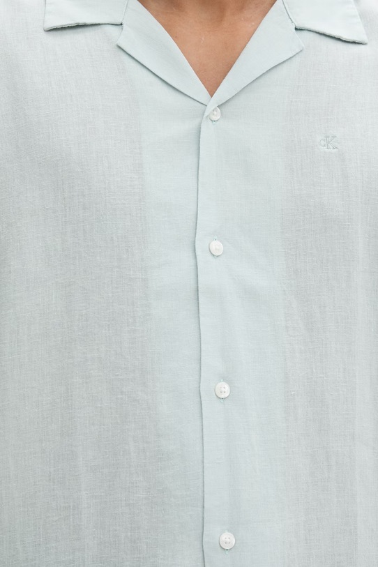 Calvin Klein koszula męska z lnem LV04LF137G turkusowy