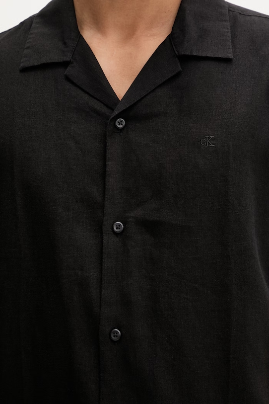 Calvin Klein cămașă bărbați de in LV04LF137G negru