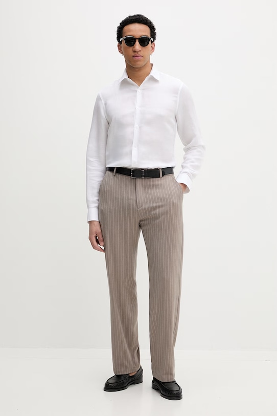 Calvin Klein srajca moška z lanom LV019EU121 bela SS26