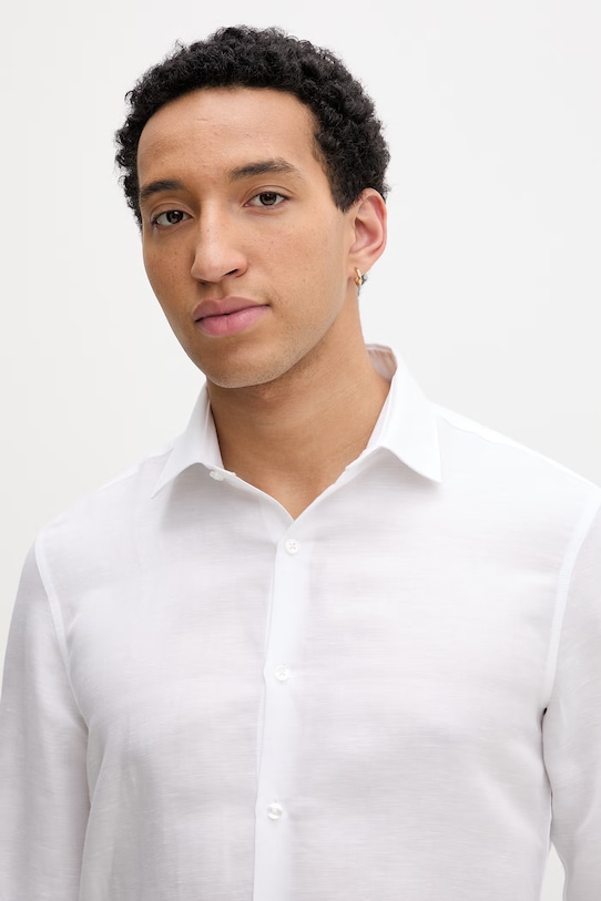 Calvin Klein košile pánská se lnem bílá LV019EU121