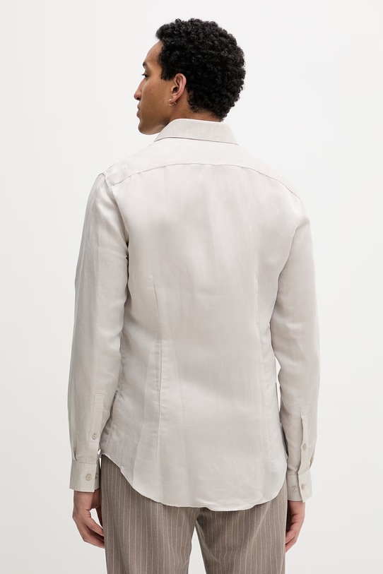 Oblečení Calvin Klein košile pánská se lnem LV019EU121 béžová