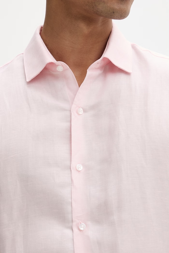 Calvin Klein pánska košeľa s ľanom LV019EU121 ružová