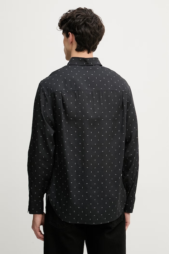 Odzież Emporio Armani koszula męska z lyocellem EM004178.AF14214 czarny