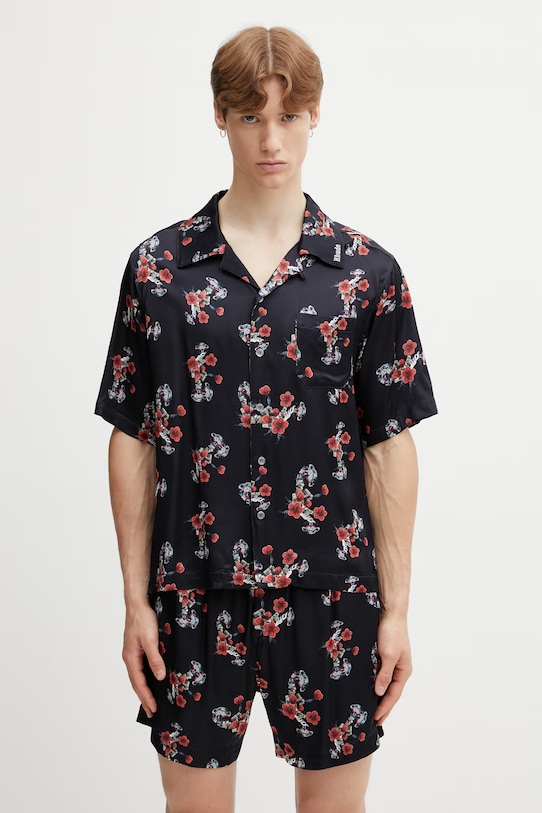 RHUDE Turbo Floral сорочка віскозна чоловіча чорний RHSS26SR04358