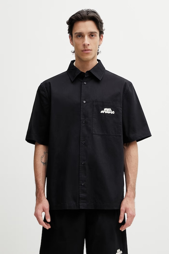 Axel Arigato Drew Shirt košeľa bavlnená pánska čierna A3980001
