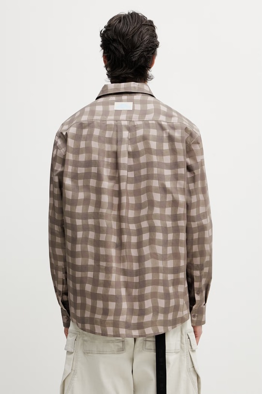 Îmbrăcăminte Axel Arigato Distort Gingham Shirt cămașă din bumbac pentru bărbați A3876003 maro