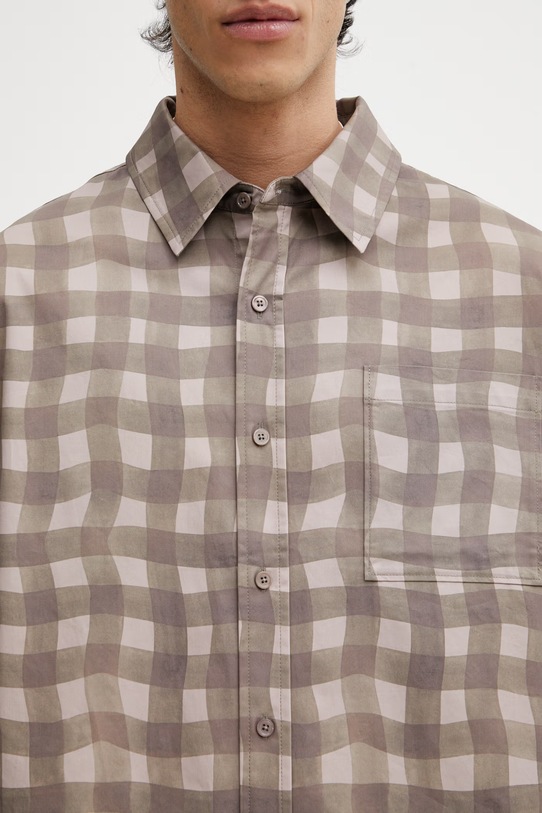 Axel Arigato Distort Gingham Shirt koszula bawełniana męska brązowy A3876003