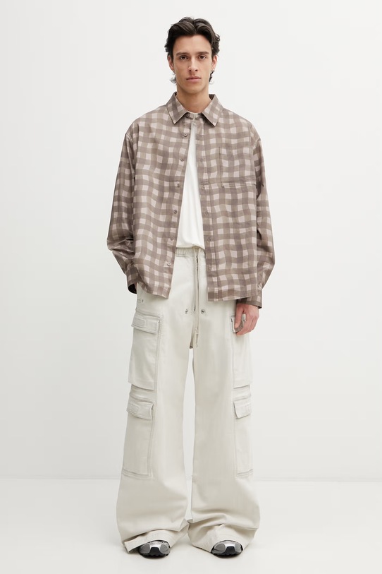 Axel Arigato Distort Gingham Shirt koszula bawełniana męska A3876003 brązowy
