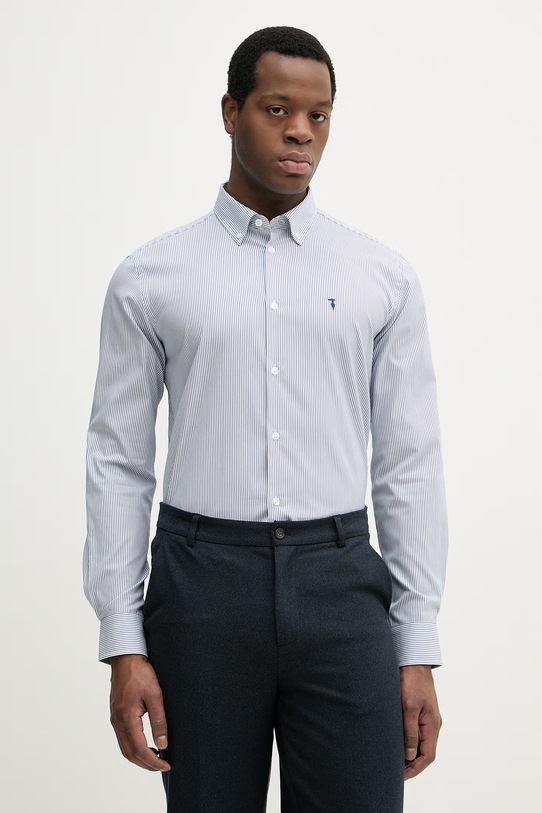 Trussardi koszula bawełniana regular niebieski 5029N000036N