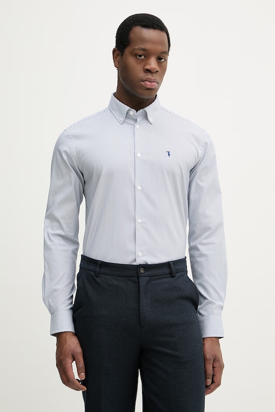 Trussardi koszula bawełniana regular niebieski 5029N000036N