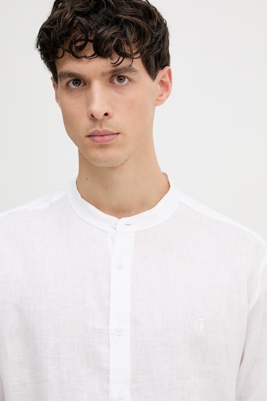 Trussardi koszula męska lniana biały 5032N000039N