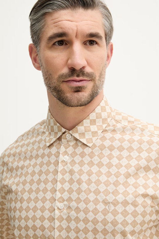 Trussardi koszula bawełniana beżowy 5039N000046N