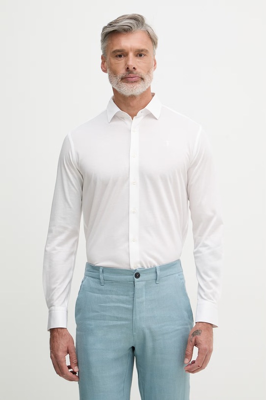 Trussardi košile pánská s bavlnou bílá 58008000021N