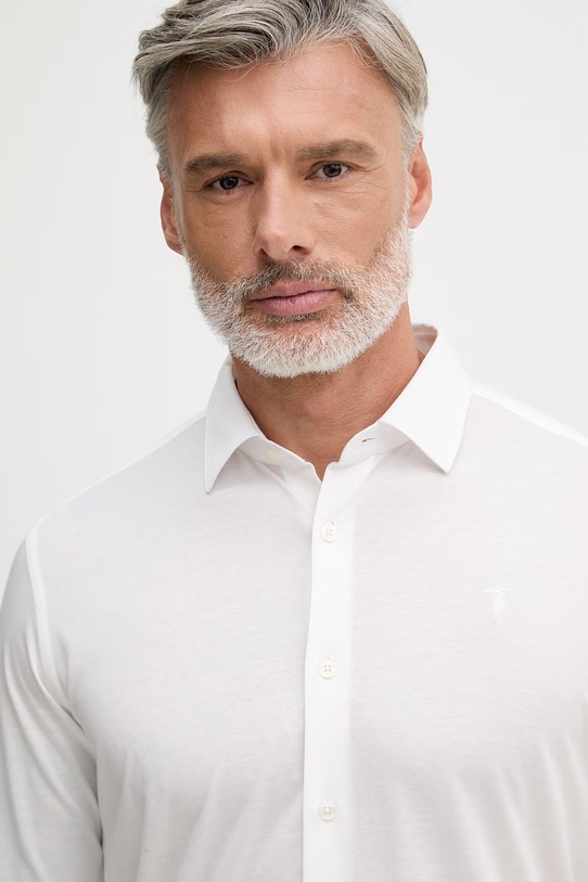 Trussardi košile pánská s bavlnou bílá 58008000021N