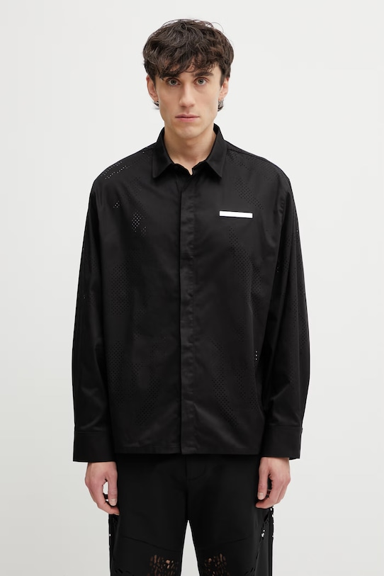 HELIOT EMIL koszula z bawełną męska czarny SS26.M.05.076.BLK01