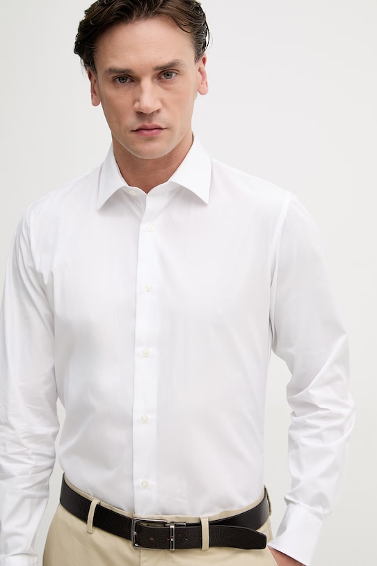 Sisley koszula męska bawełniana biały 51C3SQ05B