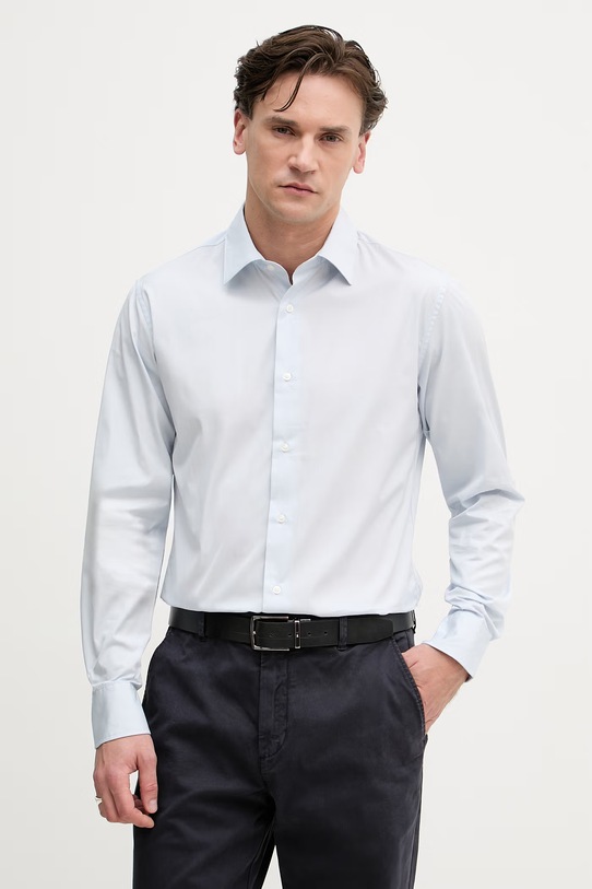 Sisley koszula męska bawełniana niebieski 51C3SQ05B