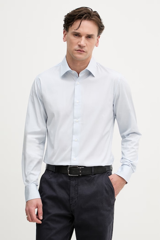 Sisley koszula męska bawełniana niebieski 51C3SQ05B