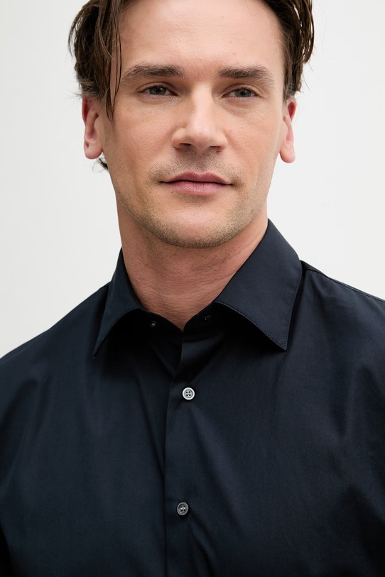 Sisley koszula męska bawełniana granatowy 51C3SQ05B