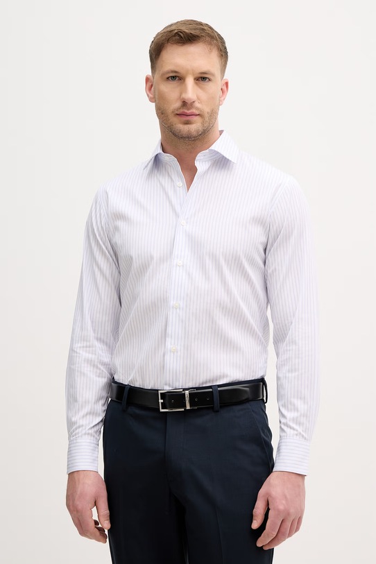 Sisley koszula męska bawełniana biały 51C3SQ05D