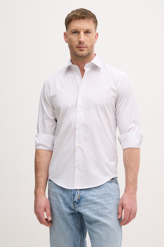 Sisley koszula męska bawełniana biały 51C3SQ05D