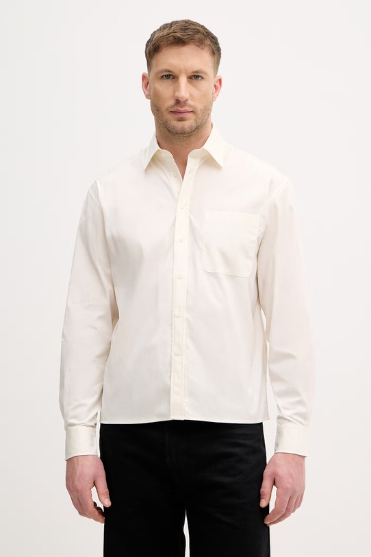 Sisley koszula męska bawełniana beżowy 51C3SQ05H