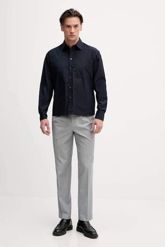 Sisley koszula męska bawełniana 51C3SQ05H granatowy SS26