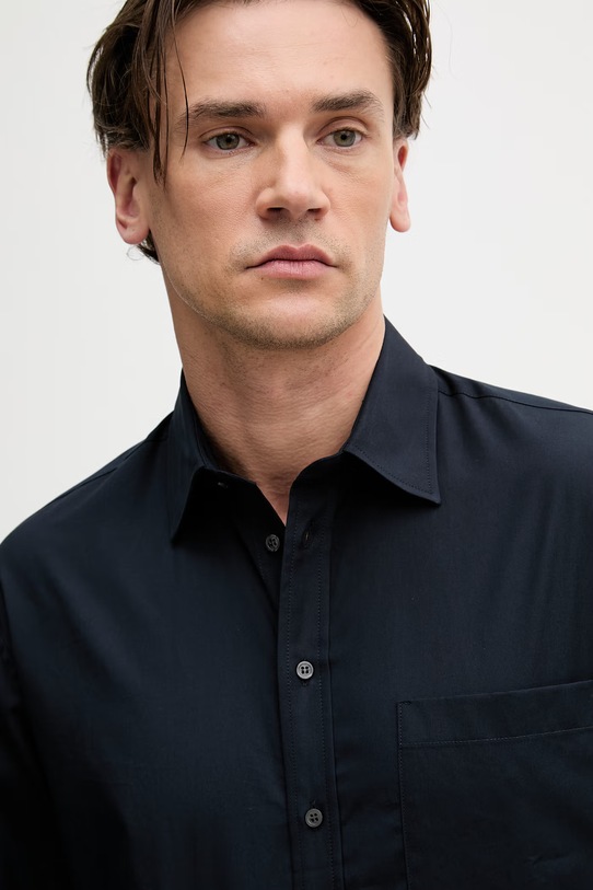 Sisley koszula męska bawełniana granatowy 51C3SQ05H