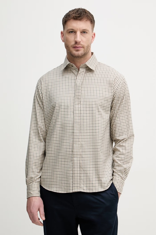 Sisley koszula męska bawełniana beżowy 56RDSQ05E