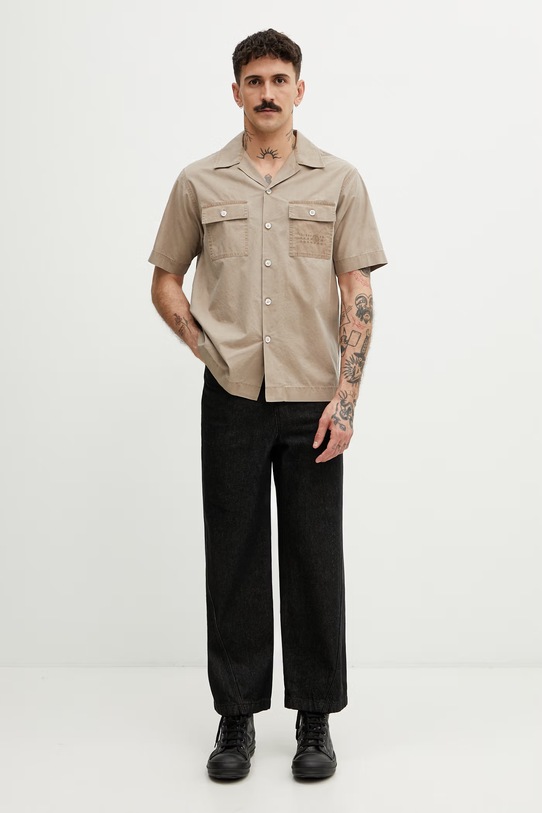 MM6 Maison Margiela koszula bawełniana męska SH0DR0008.M35741.115 beżowy